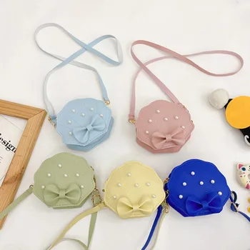 소녀 귀여운 단일 어깨 가방 Crossbody 작은 사각형 가방 진주 장식 캐주얼 동전 지갑 키즈 소녀 공주 미니 핸드백
