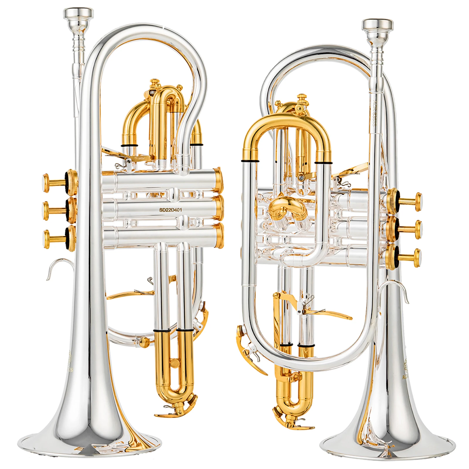 AUROSUS ACR-8358S Silver Plated Double Trigger Cornet Horn B-Flat Monel Valve W/Case