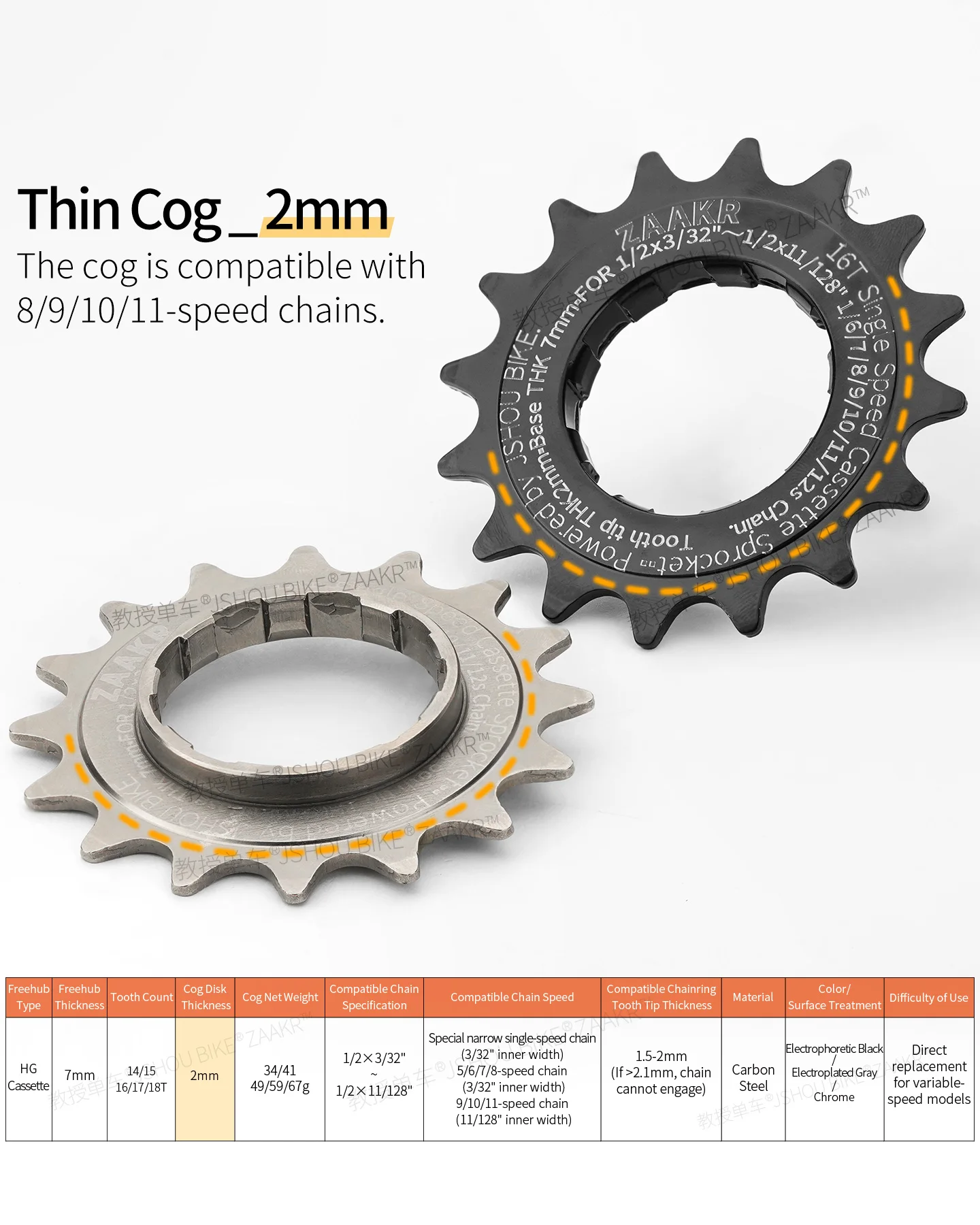 ZAAKR 14T 15T 16T 17T 18T Fahrrad Single-Speed Schwungrad Conversion Kit 7075 AL fit für 8-11speed Dirt Jump/XC/Fixed Gear HG hub – Detail 9