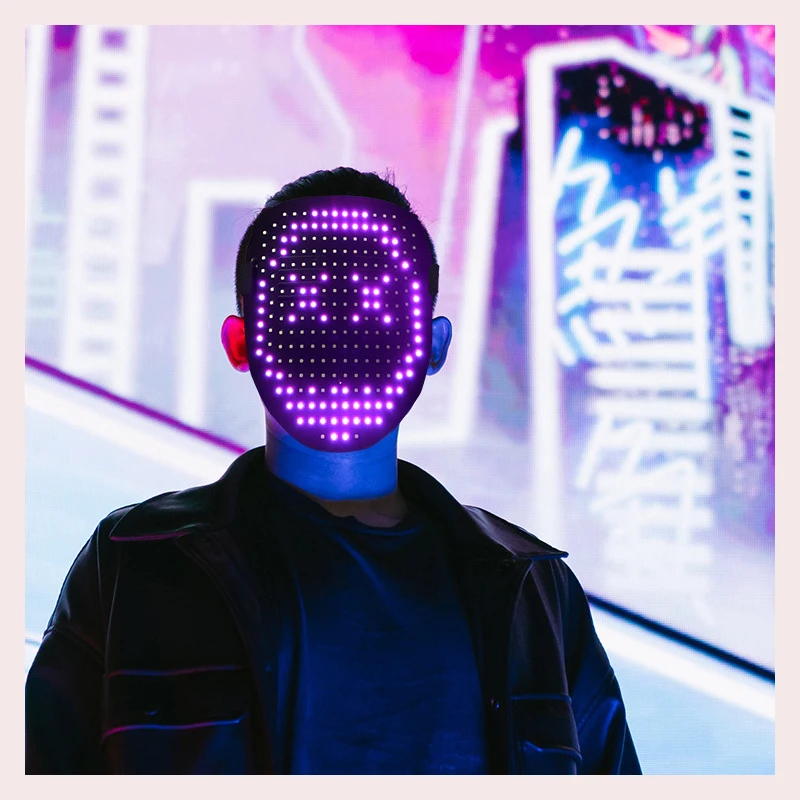 Halloween Mask Party Masks New Halloween LED Mask Gesture Light Mask Face-changing Induction Party Performance Atmosphere Props