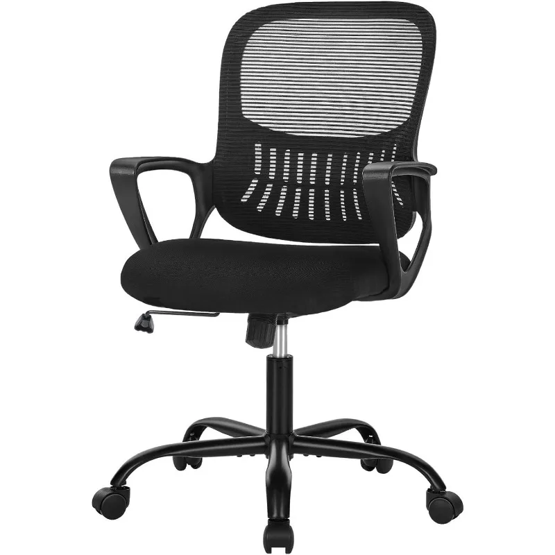 Office Computer Gaming Desk Chair, Ergonomic Mid-Back Mesh Rolling Work Swivel Task Chairs with Wheels, Comfortable Lumbar classic folding camp chairs with mesh cup holder set of 4 32 10 x 19 10 x 32 10 inches