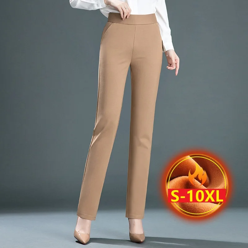 Pantalon évasé capris à jambe large pour femme, pantalon femme, polaire,  épais, chaud, haut, résilience, long, hiver - AliExpress