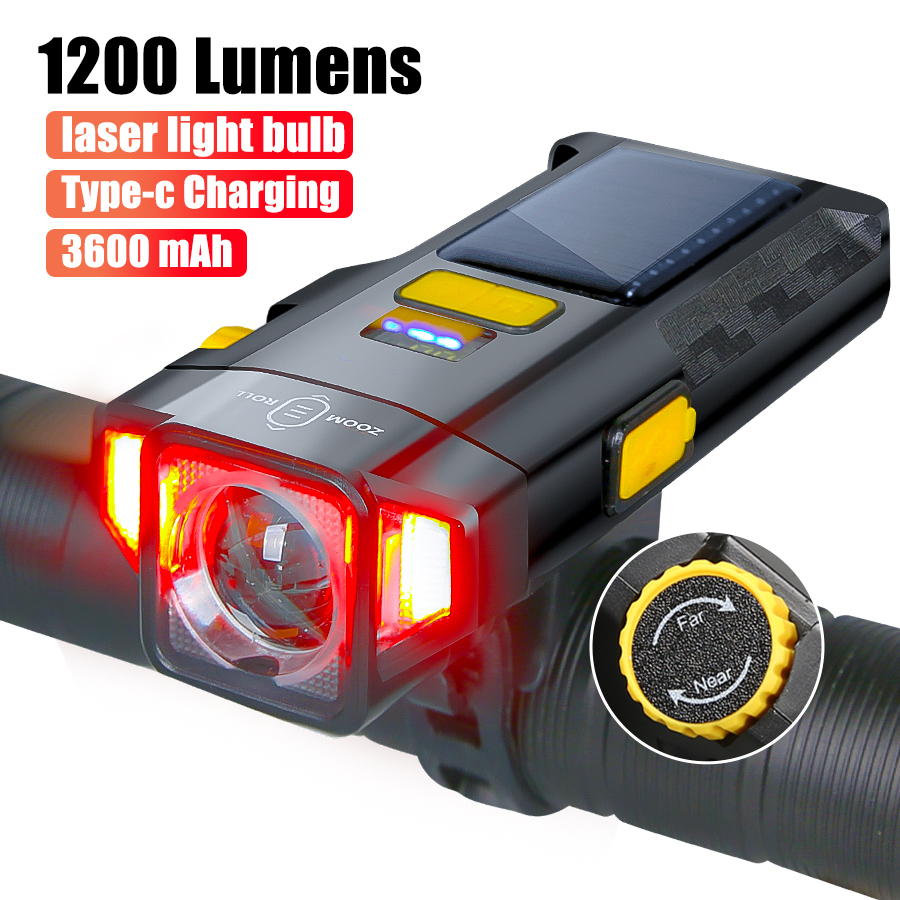 Solar Super Bright Bike Light 4000mAh Cycling Safety Front Lamp Power Display High Brightness Bike Flashlight for Night Riding