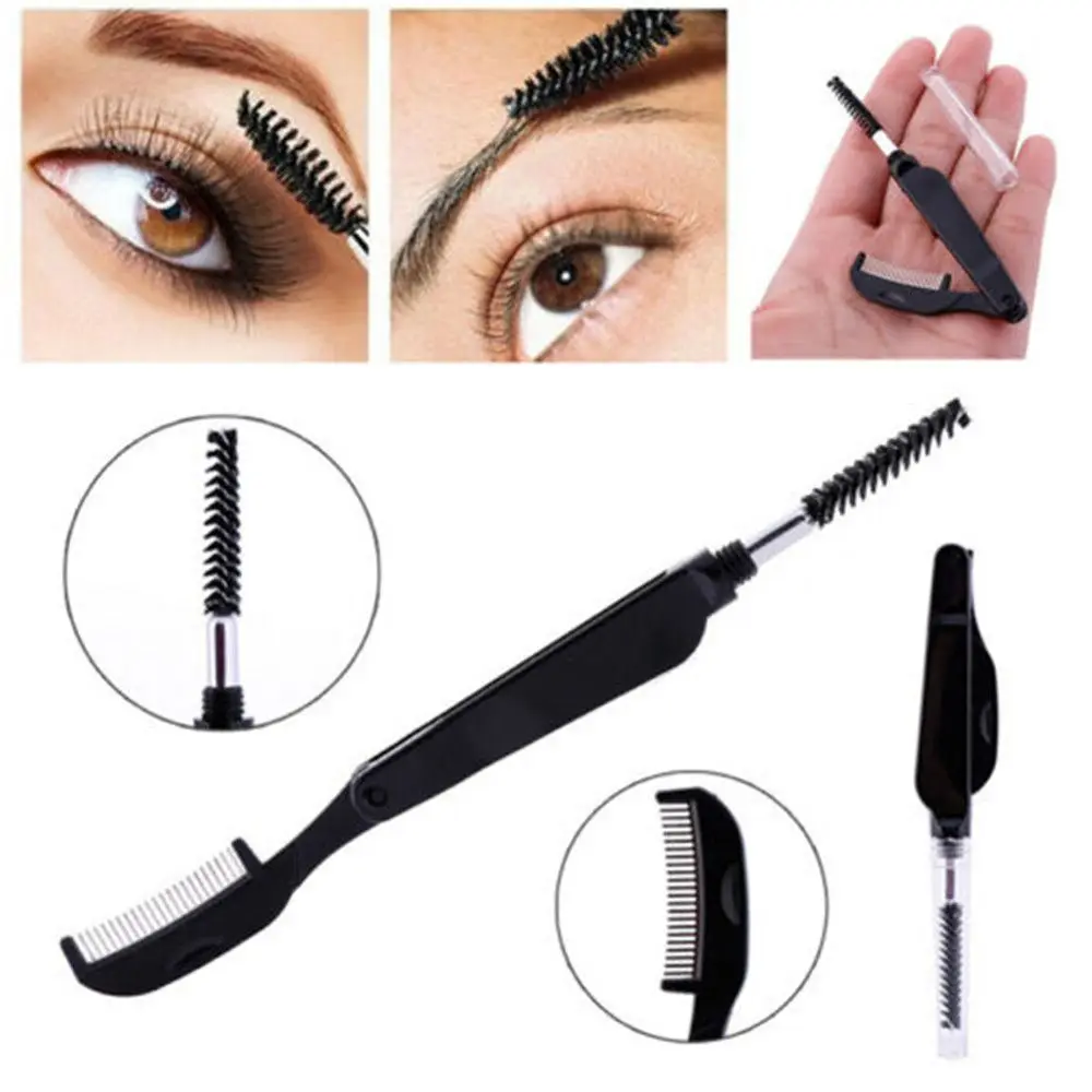 Extension Tool Makeup Beauty Women's Fashion Mascara Separator Eyelash Metal Comb Dual-Head Foldable Eyebrow Brush