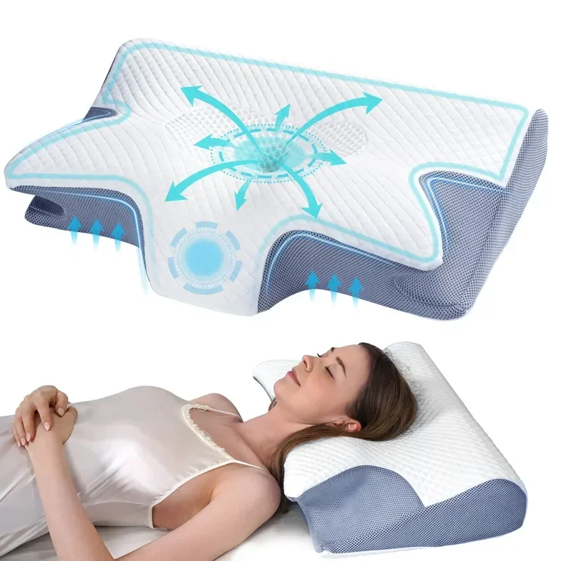 Neck Pillow Slow Rebound Butterfly Memory Foam Orthopedic Cervical Pillows Pain Relief Comfortable Sleeping Massage Bed Pillow