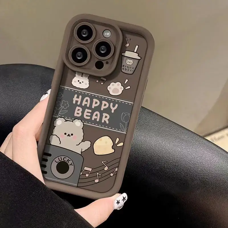 Music Bear Cartoon Candy Matte TPU Phone Case Cover