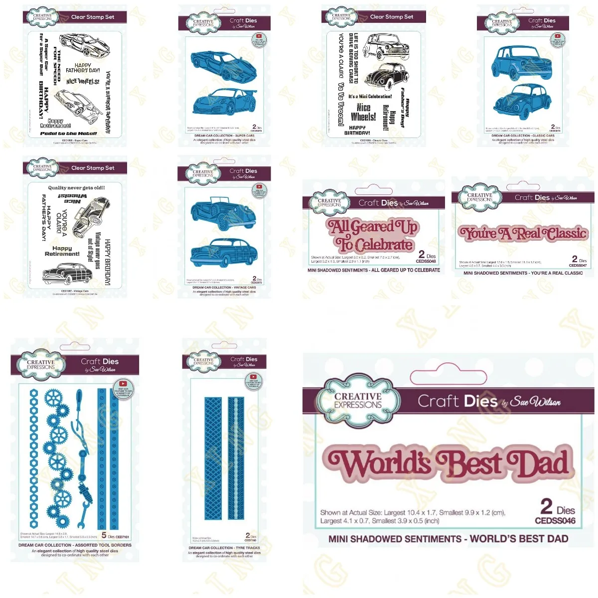 

New Arrival Happy Father's Day Cars Craft Assorted Tool Borders Metal Cutting Dies and Clear Stamps for Diy Photo Album Handmade