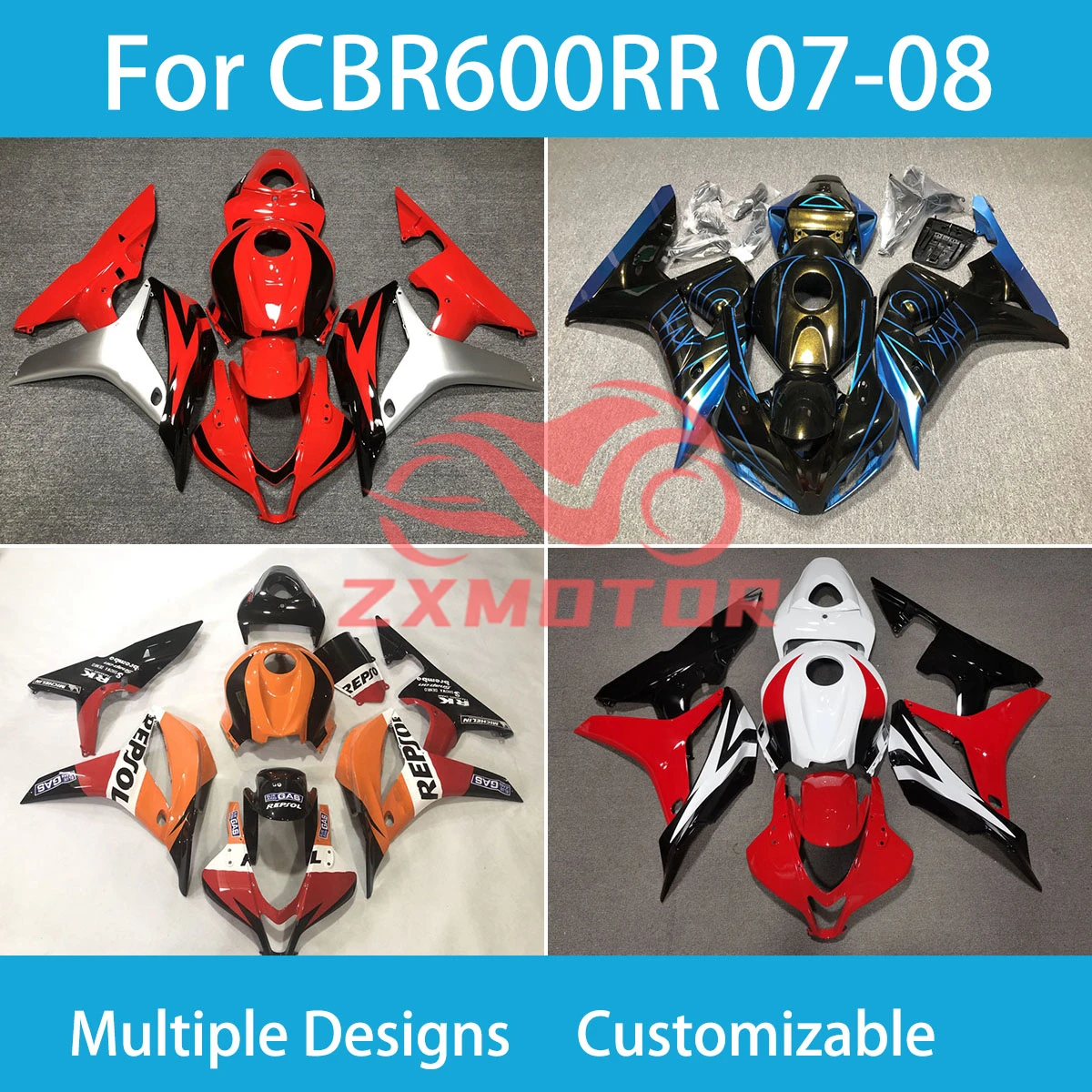 

Лидер продаж, стильные Обтекатели CBR600RR 07 08, Пластиковый обтекатель для мотоцикла ZXMT, комплект деталей кузова для Honda CBR 600RR 2007 2008