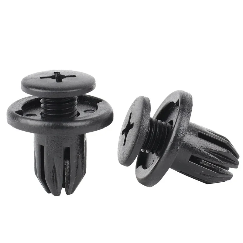 Car 8mm Plastic Rivets Fastener Clips - Push Type Black Trim Panel Retainer for Door & Dashboard, Fit Toyota Audi & More