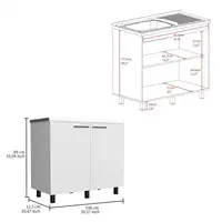 Napoles 2 Utility Sink with Cabinet, Stainless Steel Countertop, Interior Shelf White 2