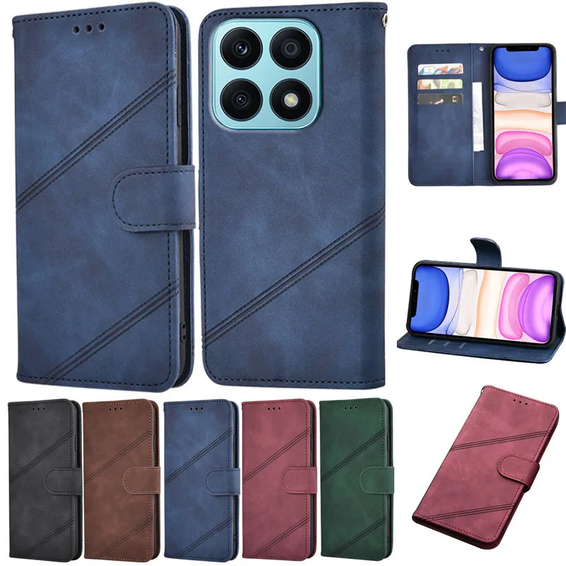 

Case For Honor X8a Leather Cover Fundas Luxury Protective Flip Funda Coque Etui For HonorX8a X8 a X 8a Mujer Hoesje