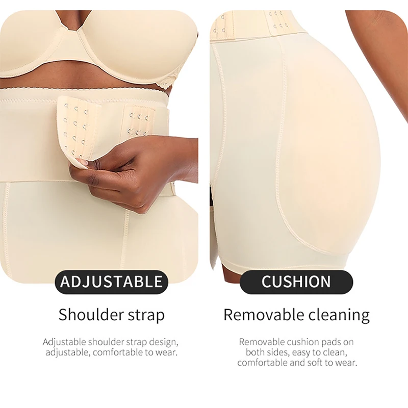 Women Booty Shapewear with Wrap Belt Hip Dip Pads Enhancer Tummy Control  Butt Lifter Panties Padded Shorts Sexy Hourglass Shaper