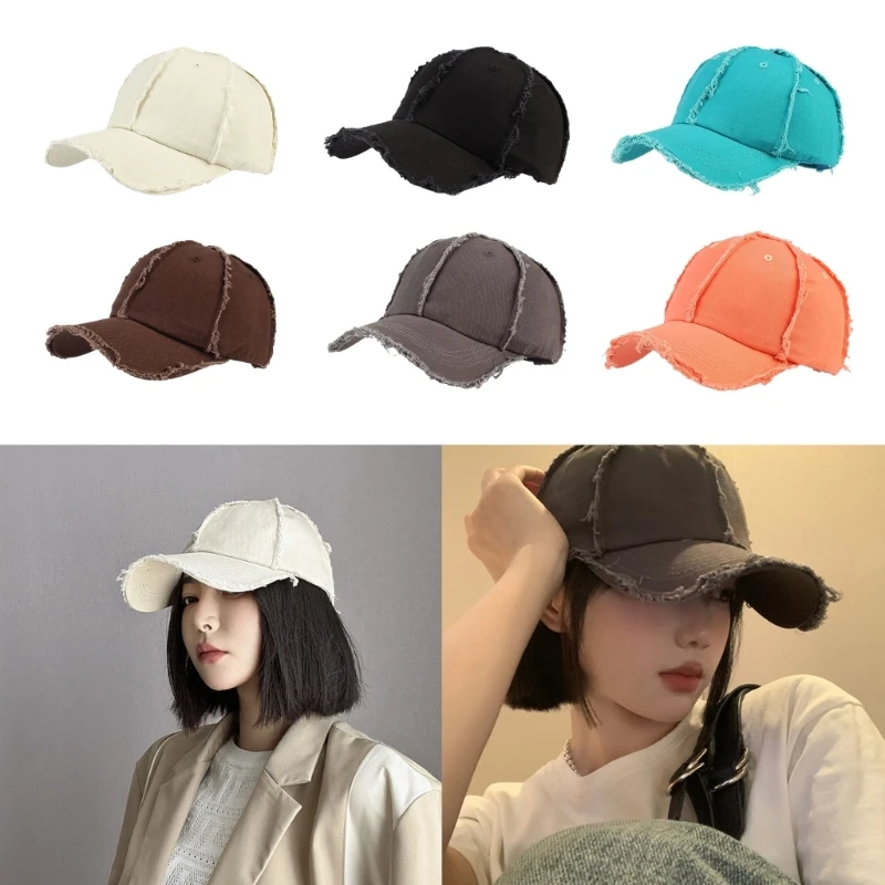 

Adult Teens Rough Selvedge Baseball Cap Women Men Spring Summer Casual Sunscreen Hat Outdoor Sports Solid Adjustable Visor Hat