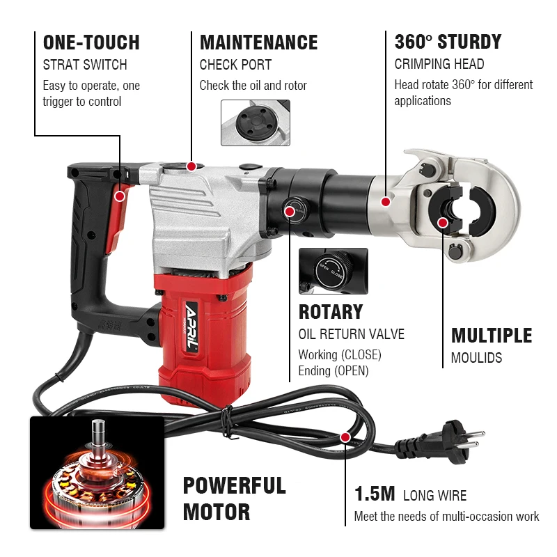 KM-1632 In-line Electric Power Pipe Crimping Tool Ø16-Ø32mm Plumbing Pipe Aluminum Plastic Pipe and Stainless Steel Pipe Crimper 5