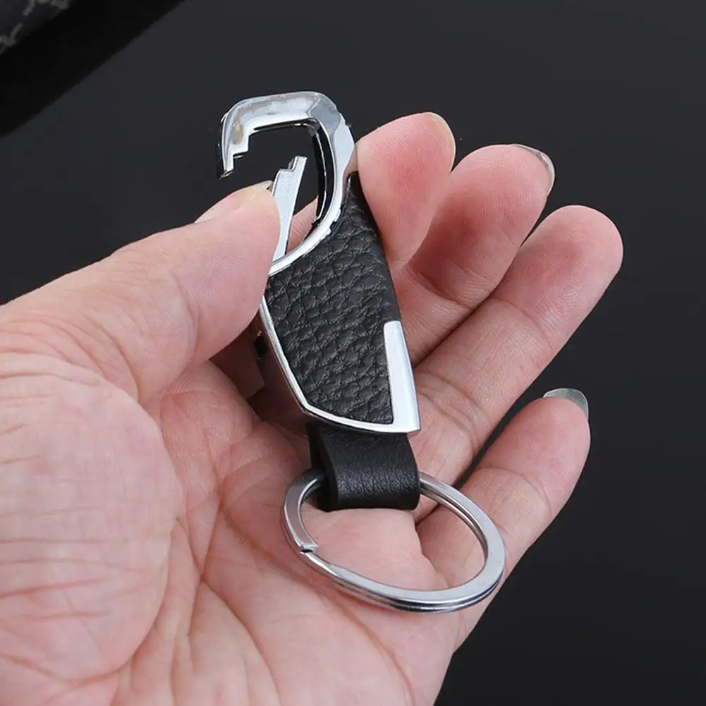 1Pcs Men's Metal Leather Car Keychain Anti-Lost Business Heavy Duty Metal Car Keychain For Boyfriend Gifts