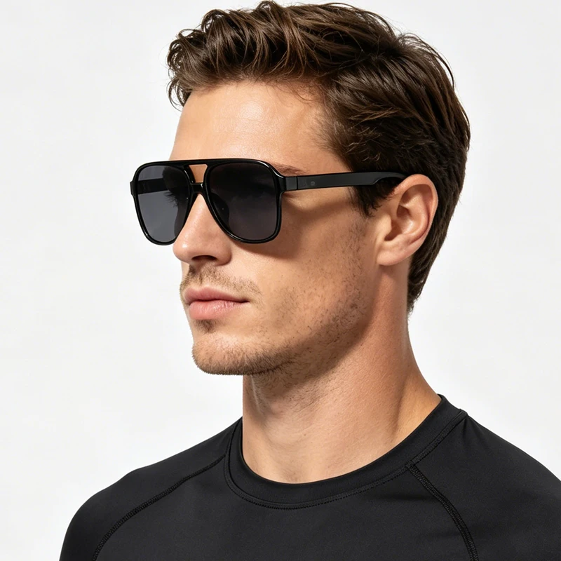 Unisex Vintage Oversized Aviator Sunglasses - Luxury Fashion Black Shades with UV400 Protection