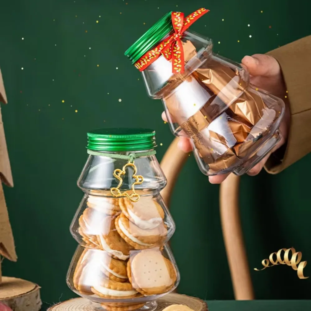 PET Christmas Tree Shaped Candy Jars Home Decor
