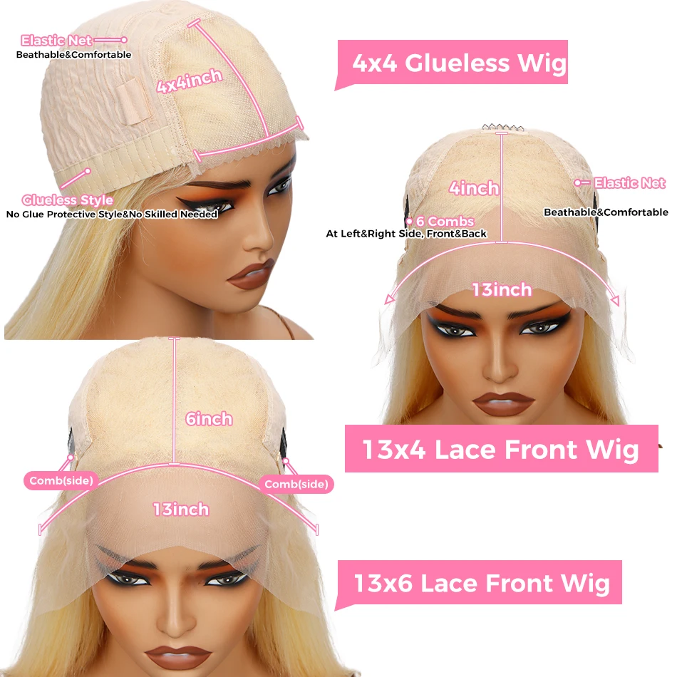 Human Hair Wigs 13x6 Hd Lace 613 Colored Frontal Brazilian Honey Blonde Body Wave 13x4 Transparent Lace Front Pre Plucked human hair wigs