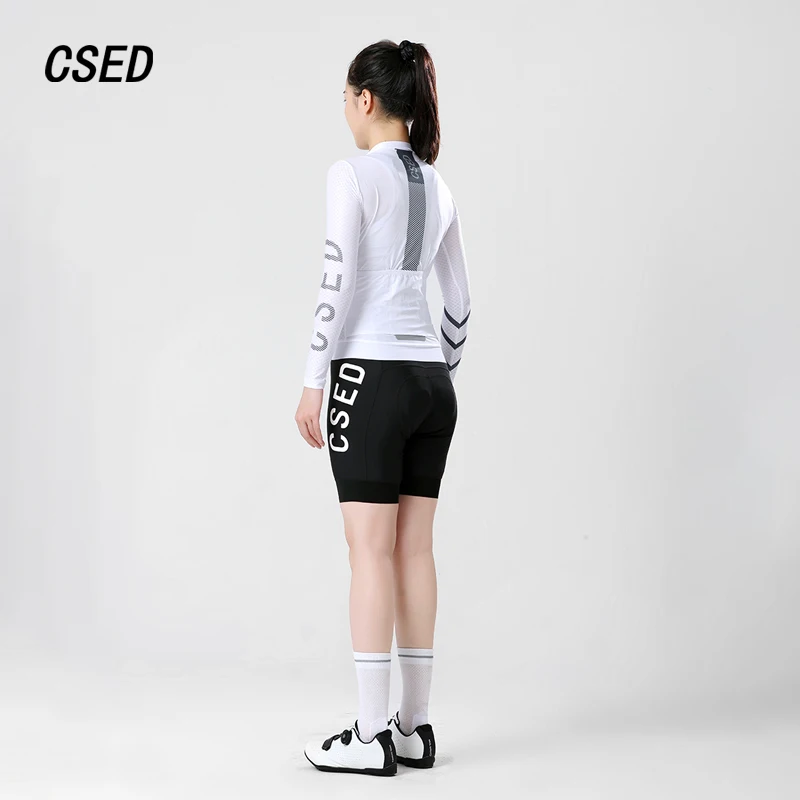 CSED Cycling Jersey Spring Summer Autumn Bicycle Riding Clothes Women's Long Sleeved Bike Clothing Full Zipper Breathable