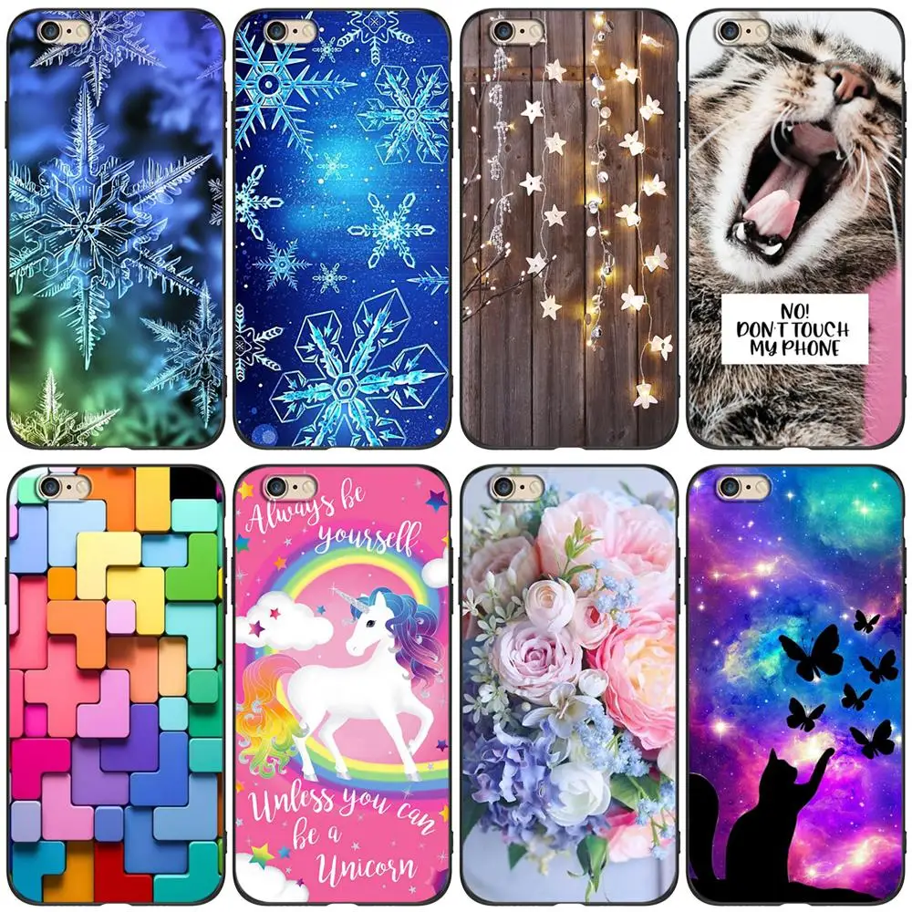 Per Iphone 5 S 5 S Se 2016 4.0 "Custodia Per Telefono Su Apple Iphone 6 S 6 S Plus Funda Bumper Custodia In Tpu Nero Unicorno