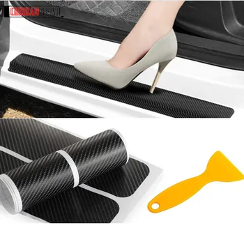 4pcs Car Door Sill Scuff Guard,Welcome Pedal Protect, Anti-kick Scratch for Cars Doors Carbon fiber door sill anti-scratch film 1