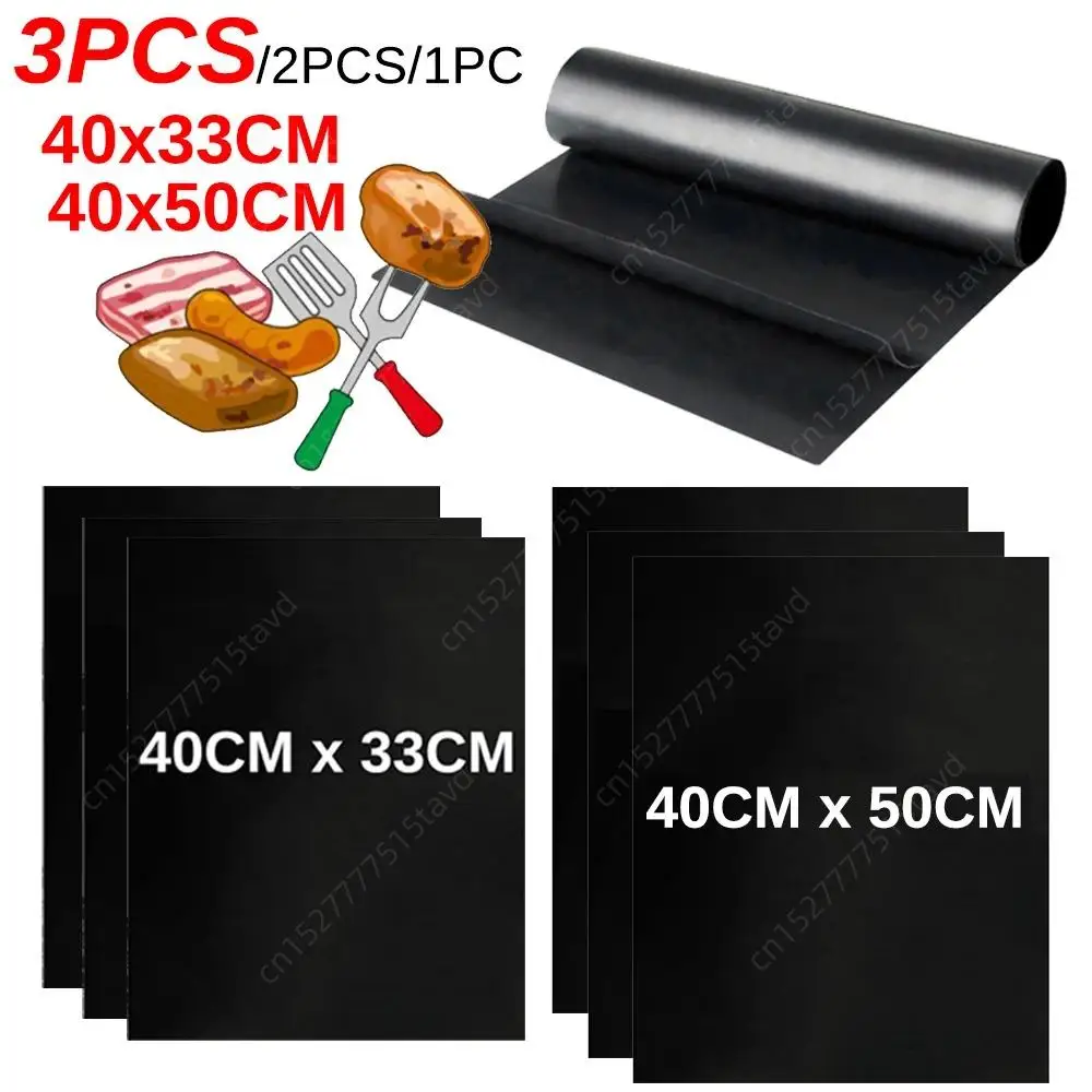 1-3PCS BBQ Grill Mat Barbecue Baking Non-stick Pad Reusable Cooking Plate 40*30cm/40*33cm Party Gril Mat Tools Accessories grill mat