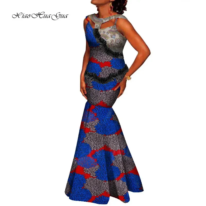 African Dresses for Women Party Evening African Wax Print Long Dress Fashion Clothes for Women 2021 New Ankara Style WY9039