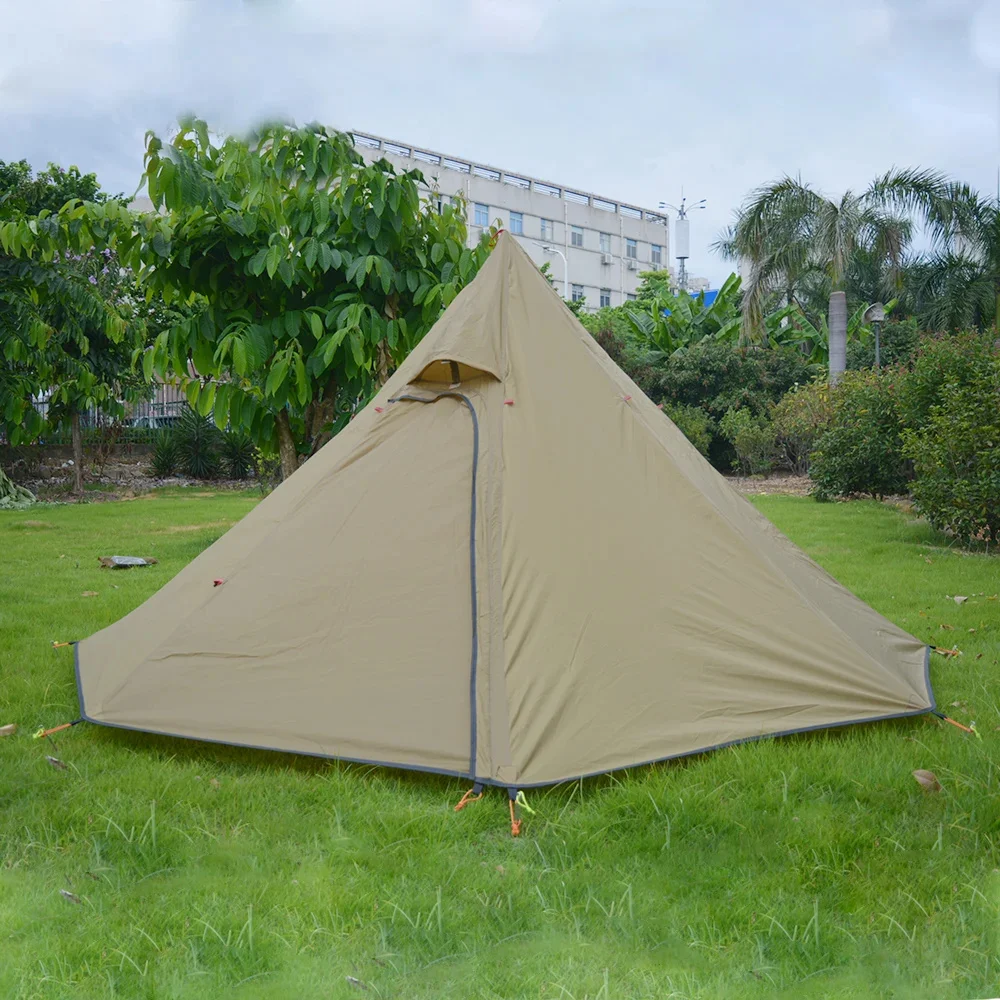 Ultralight Outdoor Camping Pyramid Tent for 1-2 Person with Chimney Hole