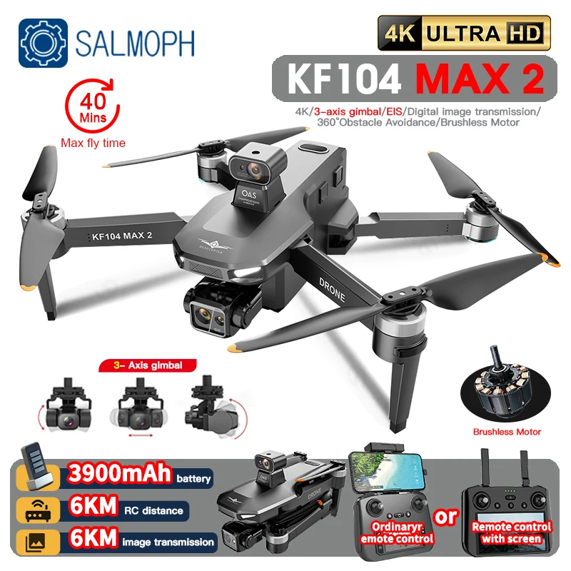 KF104 / KF104MAX2 Professional Drone With 4K Camera 3-Axis Gimbal WIFI 360 Obstacle Avoidance Touch Screen FPV Brushless RC Dron