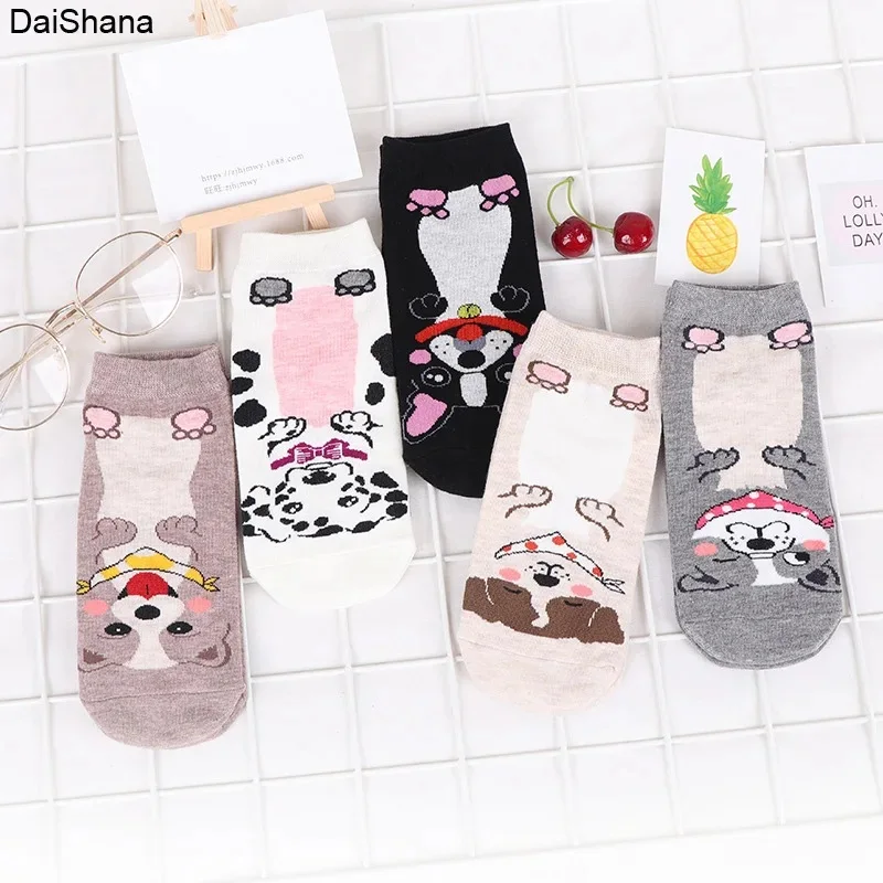 5 Paar Niedliche Cartoon-Haustier-Socken für Frauen, Koreanischer Stil, Frühlings- und Sommer-Baumwollsocken mit Katzen, Hunden und Füchsen – Detail 19
