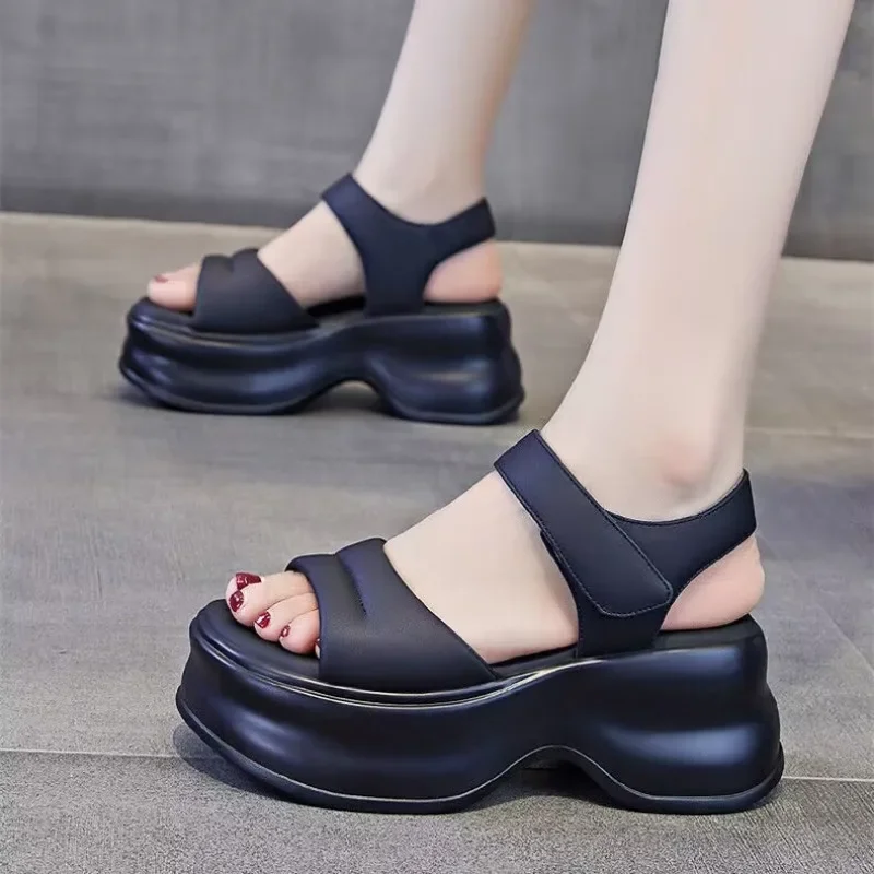 Peep Toe Super High Thick Bottom Leisure Summer Shoes Platform Vacation Slingback Women Sandals