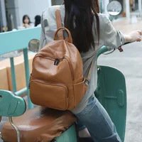 Head layer cowhide leather shoulder bag Ms. 2023 new hundred and soft leather girl bag simple fashion backpack large capacity 1