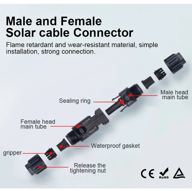 Connecteur MC4 Panneau Solaire Photovoltaic Panneau Adapteur Branche-Y Prise 1 à 3 Connexion Parallèle Pour Batterie, 1 Paire/Lot