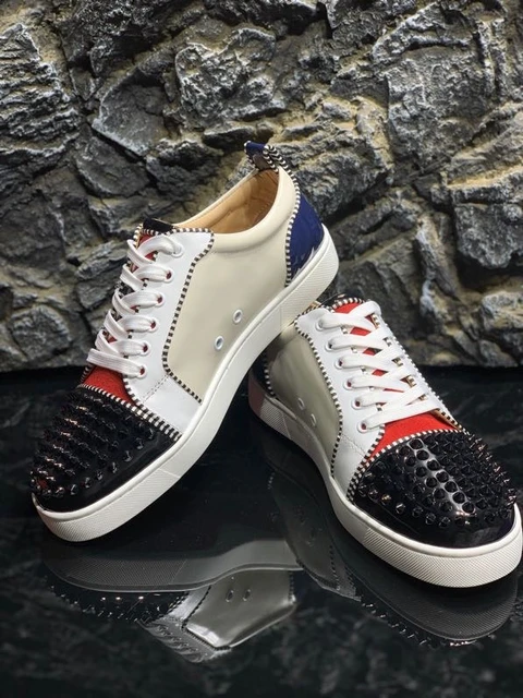 Luxury Shoes Red Bottom Shoes Men's Shoes Low Top Shoes Trendy Women's Shoes  Leather Casual Red Bottom Toe Mask Couple Sneakers - AliExpress