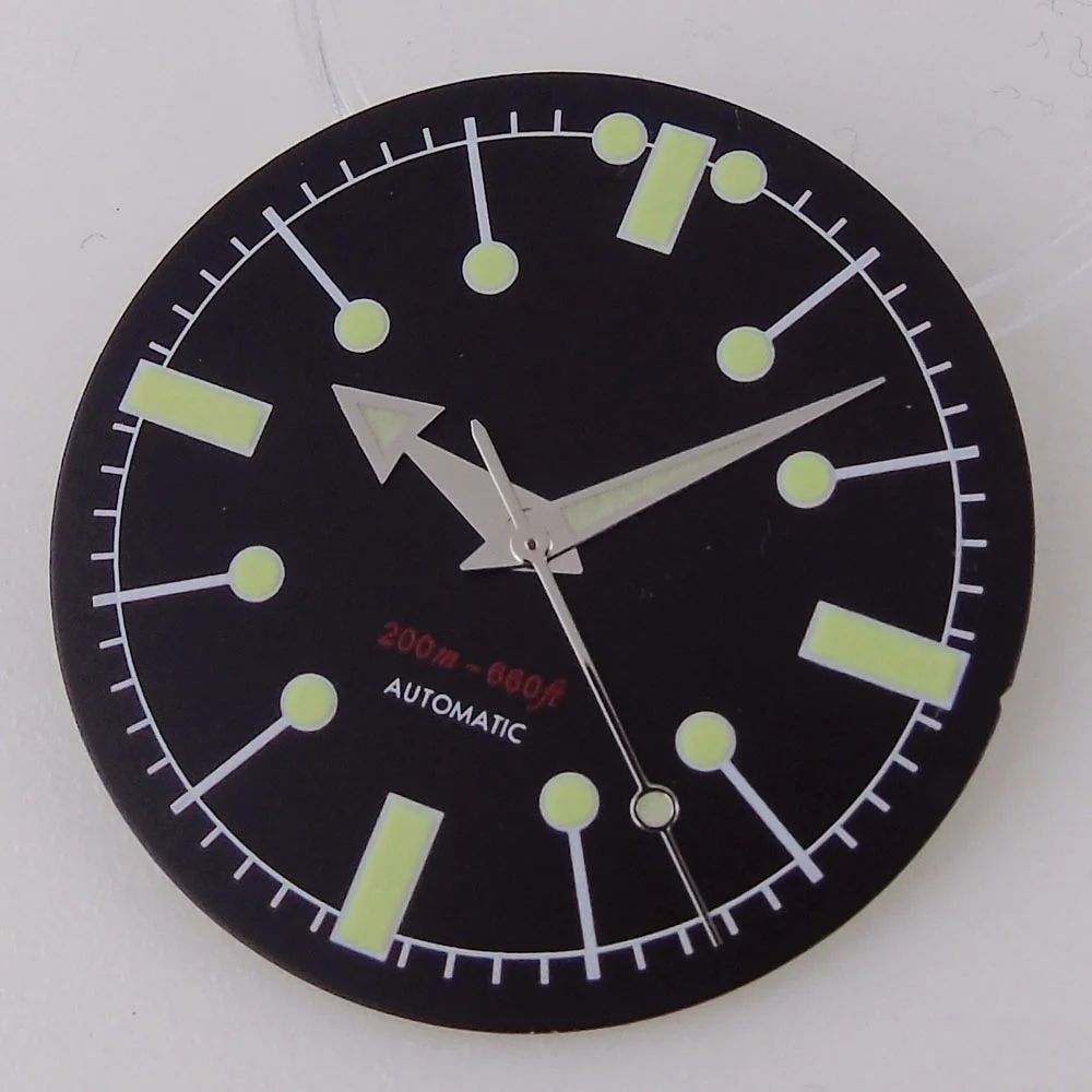Vintage Green Luminous Diver Watch Dial, 31mm - Diving Wristwatch Accessory