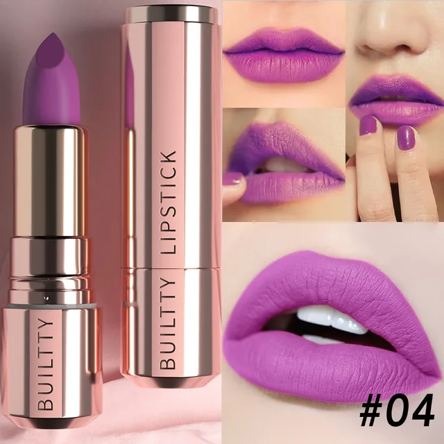 58109-1cca2f.jpg Waterproof Longwear Plum Matte Lipstick Makeup Highly Pigmented Color Matte & Pearl Glitter Non-Stick Cup Full-Coverage Lipstick