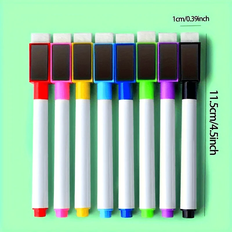 Marker Pen Art Pens 8 Colors Dry Erase Pen Magnetic Markers for Whiteboard Calendar Refrigerator