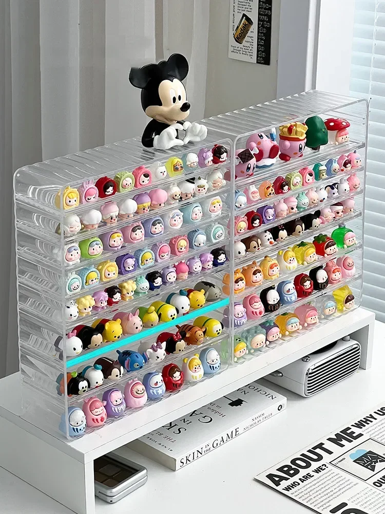 Millet Blind Clear Display Box Stand Case Showcase Small Figures Shelf Acrylic Dolls Storage Jenga