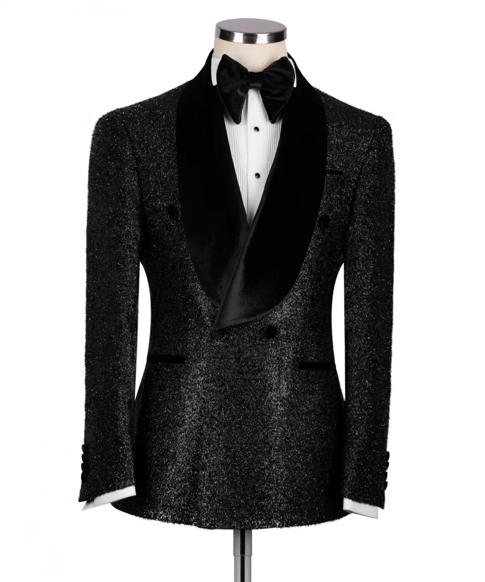 Luxury Wedding Tuxedo Black Formal Groom Men Suits 2pcs Blazer Pants Double Breasted Business Party Wear Prom Dress for Men