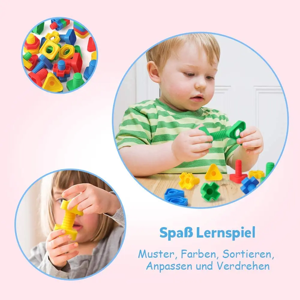 10/20 Screw Building Blocks Building Construction Set Plastic Insert Nut Shape Toddler Boys Girls Fine Motor Skills Learning Toy building block toy assemble toy