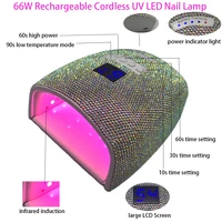 Nail Lamp with Rhinestones 66W UV LED Lamps for Nails Rechargeable UV Light For Nail Wireless Gel Polish Curling Manicure Tools 2