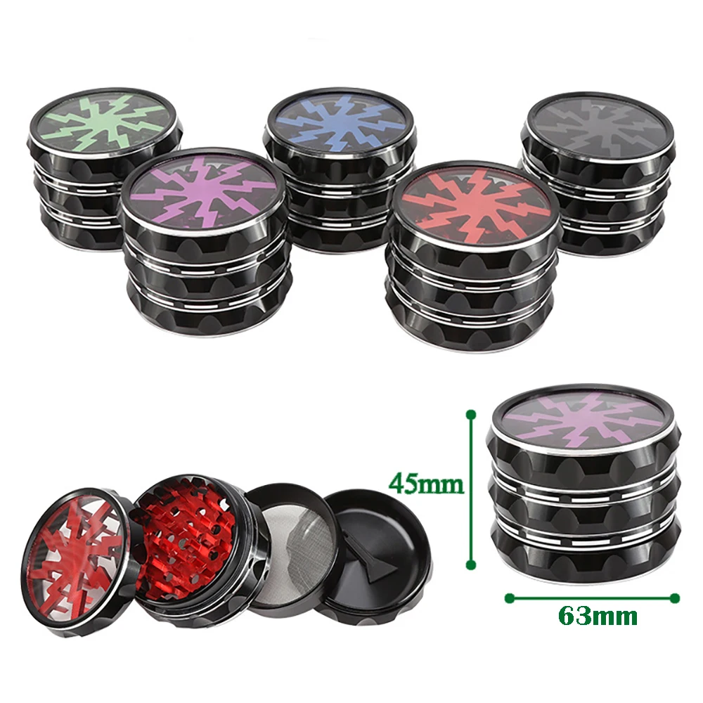 63mm Al Alloy Herb Grinder 4-parts Spice Mills Durable Crusher Kitchen Tools Smoking Accessories As Gifts for Smoker