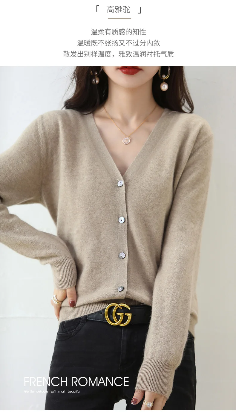 brown sweater Cashmere Women Cardigan V-Neck Sweater Spring Autumn Winter Female Long Sleeve Wool Knitted Solid Soft long black cardigan