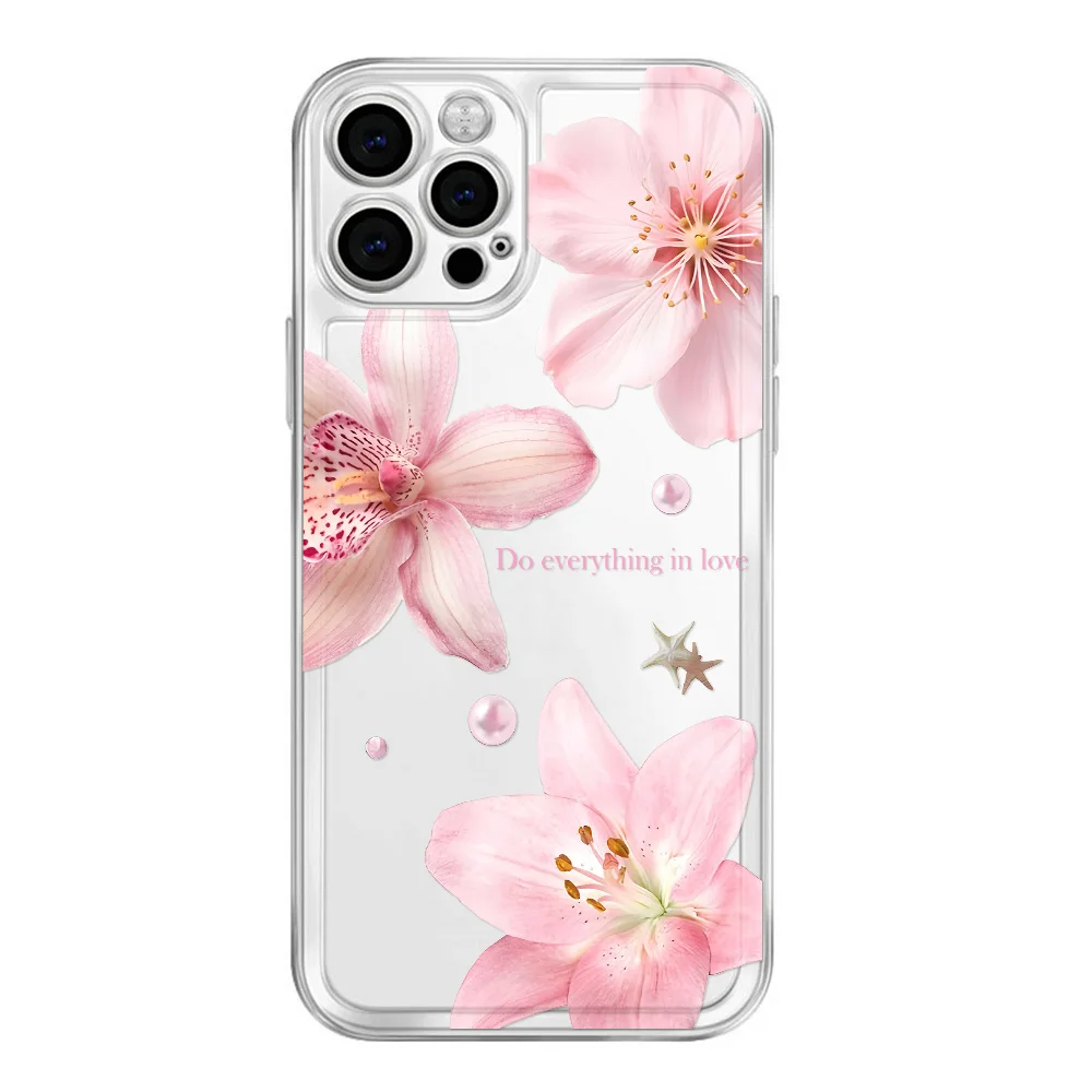 Trumpet Flower Soft Silicone Transparent Phone Case
