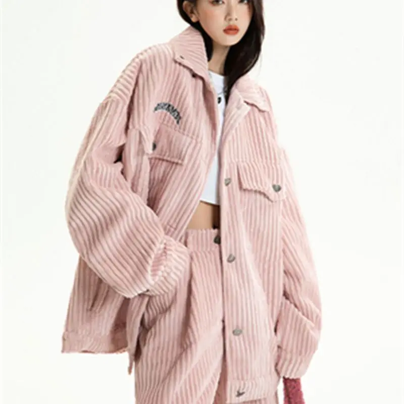 2022 Prefall New Corduroy Jacket Men and Women's Fashion Brand Korean Version Retro Couple Casual Loose Jacket Two-piece Commute