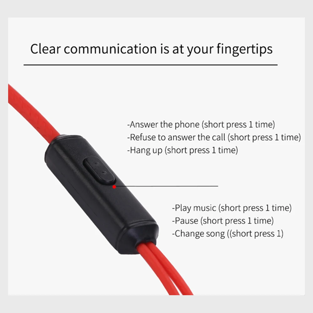 3.5mm Ear Hanging Sport Earphone 1.25m Ear Hook Wired Headphone for iPhone Samsung MP3 Smartphone In-Ear Headsets with Built-in 6
