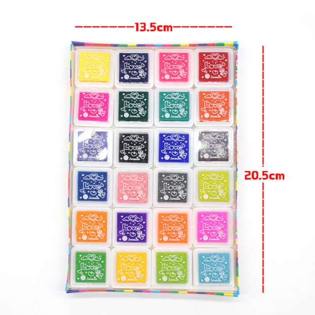 24 Colors Inkpad Cartoon Stamp Craft Oil Based DIY Ink Pads for Rubber Stamps Scrapbook Decor Fingerprint Kids Toy 4