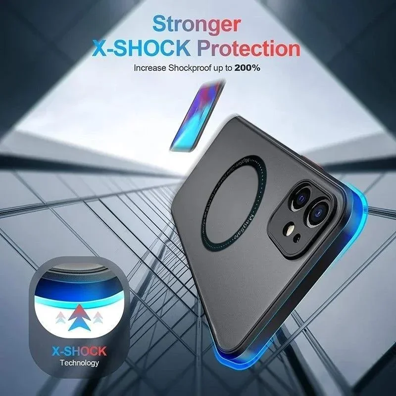 Luxury Matte Clear MagSafe-Compatible Shockproof Wireless Charging Case