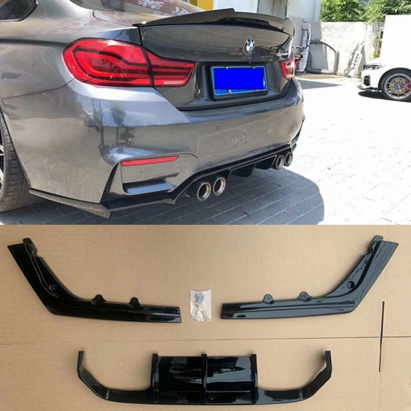 

Abs Car Rear Bumper Lip Spoiler Diffuser For Bmw F80 M3 F82 F83 M4 14-19 Standard Convertible Rear Diffuser Gloss Black