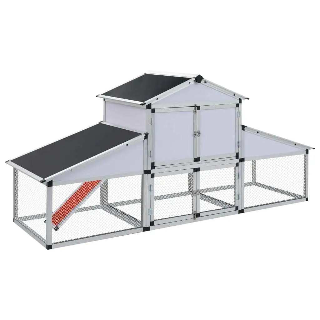 Aluminum Chicken Coop with Run & Nest Box-Durable Outdoor Poultry Shelter